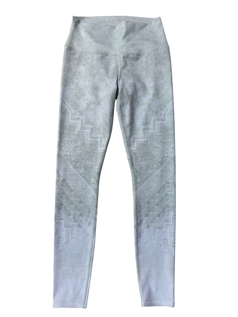 Alo High-Waist Pattern Leggings White Gray Geometric Print Size Medium